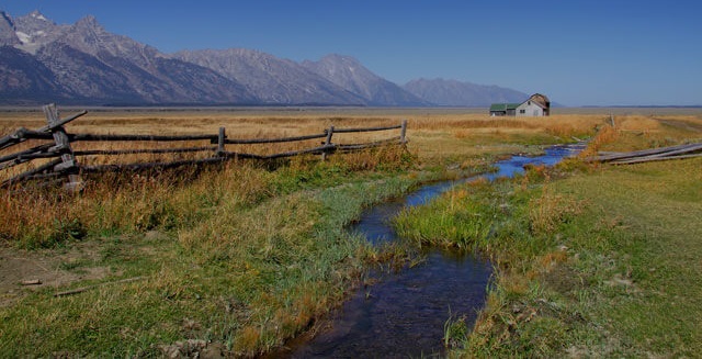 lazy stream running through a ranch in the Star Valley Wyoming